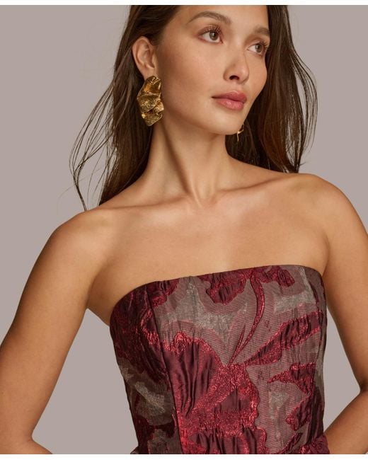 Donna Karan Strapless Jacquard Ball Gown in Red | Lyst Donna Karan Strapless Jacquard Ball Gown in Red | Lyst
