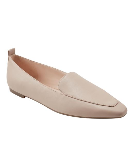 Marc Fisher White Seltra Almond Toe Slip-on Dress Flat Loafers