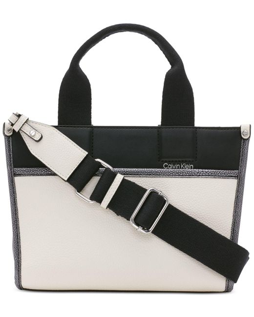 Calvin Klein Black Elements Colorblocked Top Zipper Convertible Satchel