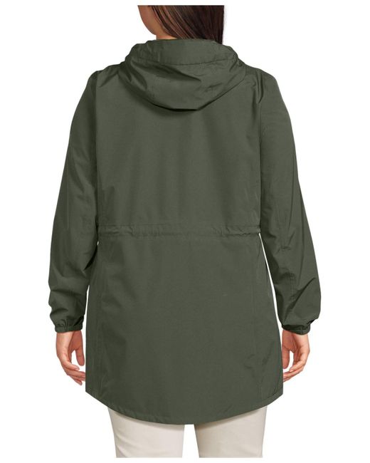 Lands' End Green Plus Size Squall Packable Waterproof Raincoat