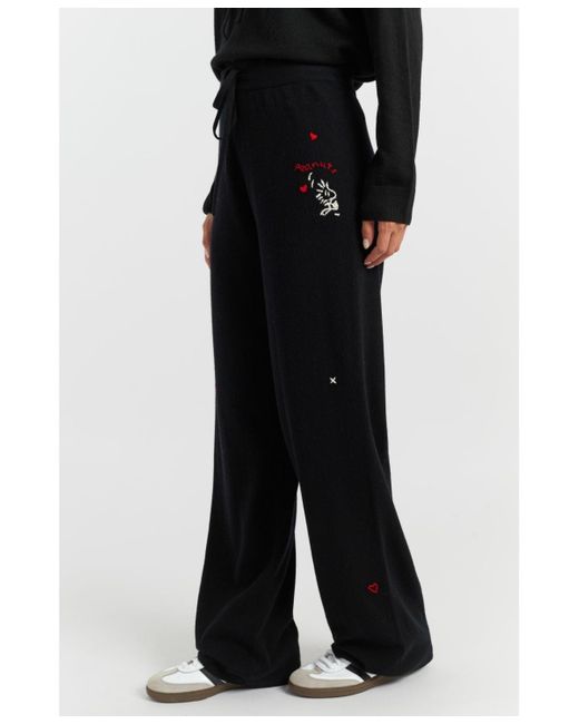 Chinti & Parker Black Wool Cashmere Peanuts Wide-leg Track Pants