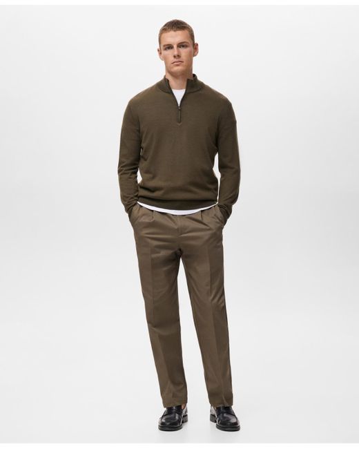 Mango Brown Perkins Neck Wool Sweater for men