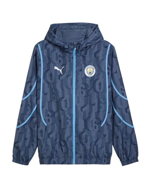 PUMA Blue Navy Manchester City 2024/25 Pre-match Anthem Drycell Full-zip Hoodie Jacket for men