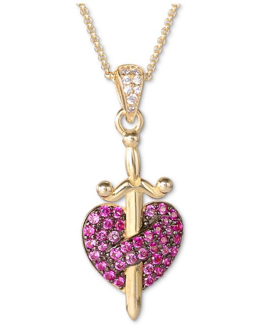 Disney Pink Cubic Zirconia Snow White Evil Queen Heart dagger 18" Pendant Necklace