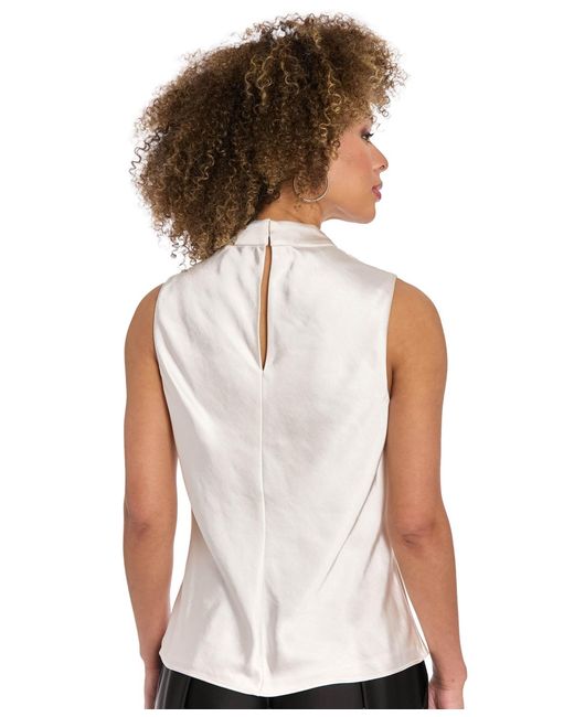 Muse White Draped Mock Neck Top
