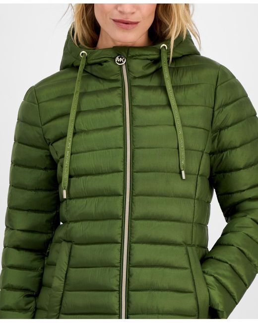 Michael Kors Green Michael Packable Hooded Puffer Coat