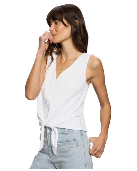 Sanctuary Blue Vacation Tie-front Button-up Vest