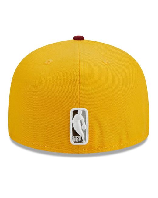 KTZ Yellow/red Philadelphia 76ers Fall Leaves 2-tone 59fifty Fitted Hat for men