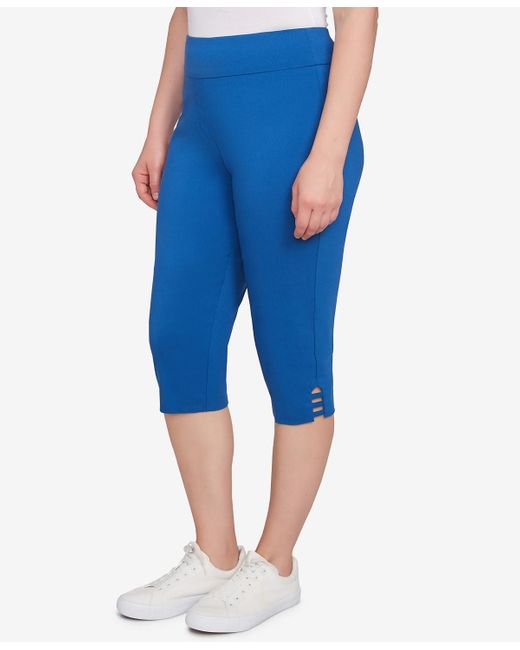 Ruby Rd Blue Petite Ladder Hem Americana clamdigger Pullover Pants