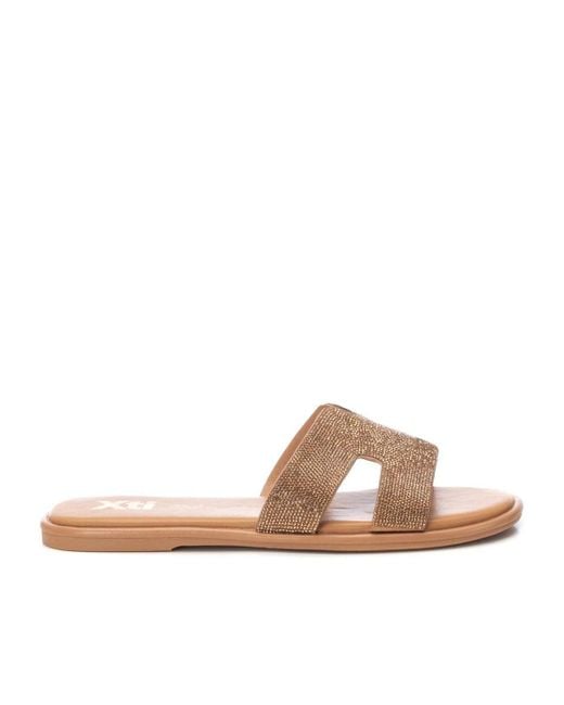 Xti Brown Flat Sandals By
