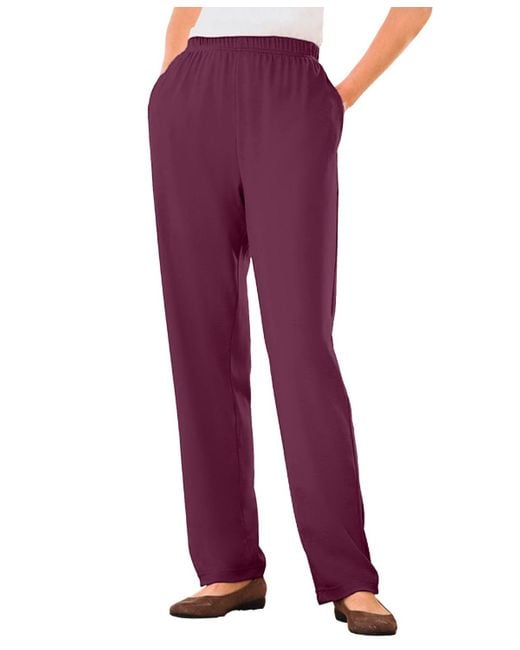 Woman Within Purple Tall 7-day Knit Straight Leg Pant