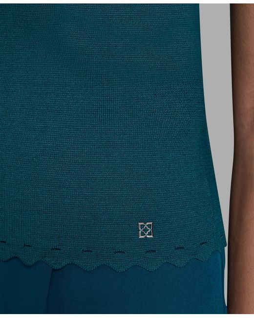 BCBGMAXAZRIA Blue Sleeveless Mock Neck Knit Top