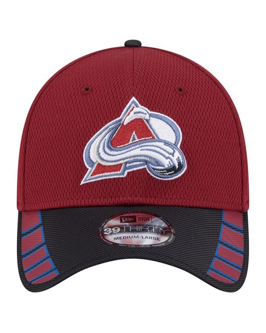 KTZ Red Burgundy Colorado Avalanche Visor Hit 39thirty Flex Hat for men