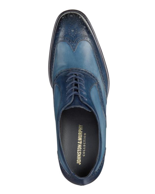Johnston & Murphy Blue Ellsworth Wingtip Shoe for men