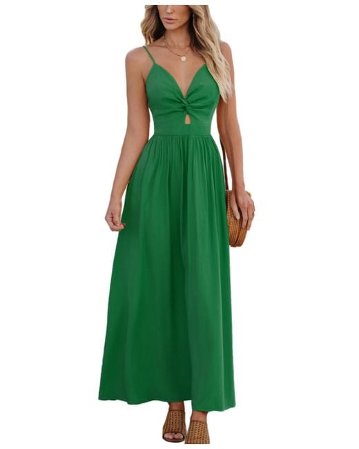 CUPSHE Green Front Twist & Keyhole Maxi Beach Dress