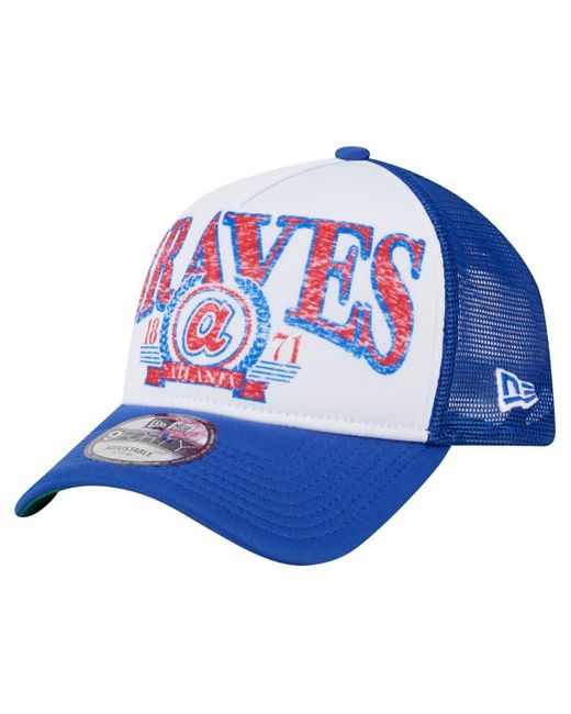 KTZ Blue White/royal Atlanta Braves Trucker A-frame 9forty Adjustable Hat for men
