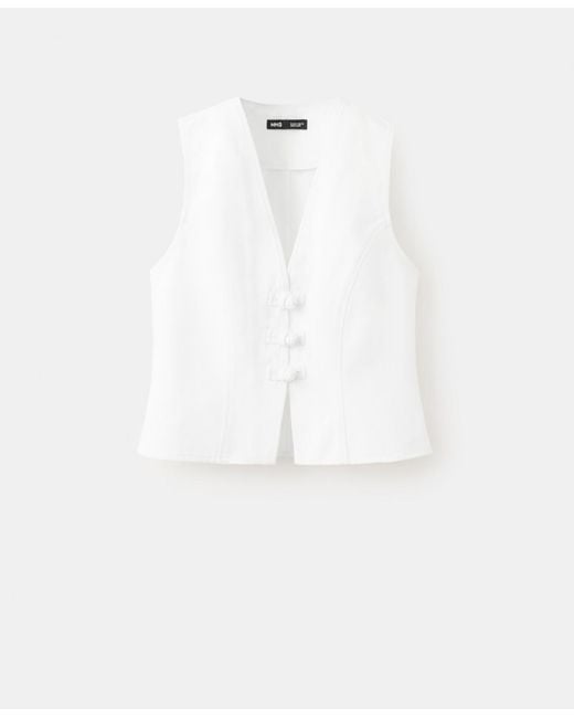 Mango White toggles Denim Top