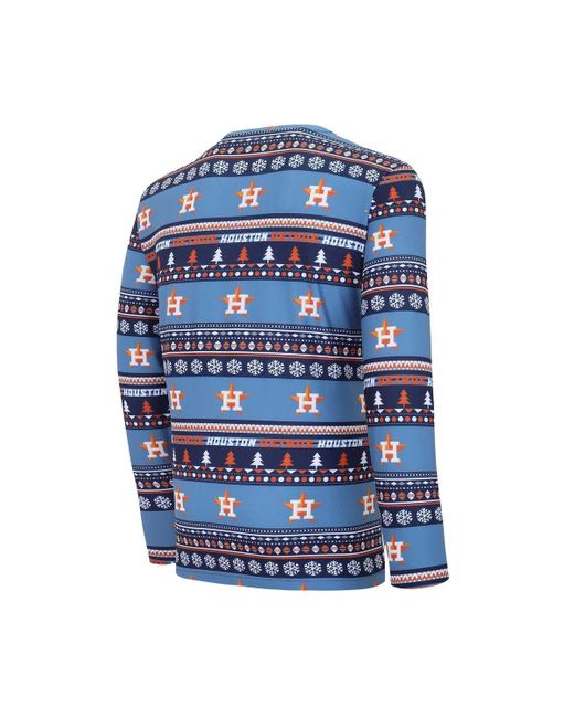 Concepts Sport Blue Houston Astros Knit Ugly Sweater Long Sleeve Top And Pants Set for men