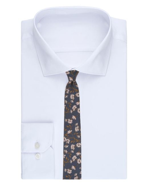 BarIII Gray Maple Floral Pattern Tie for men