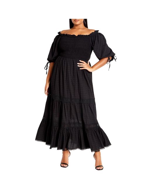City Chic Black Plus Size Love Shirred Dress