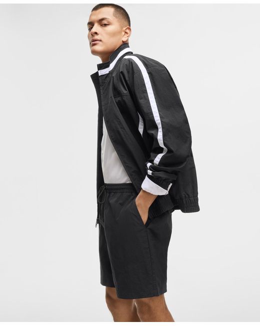 Mode Of One Black Solid Ripstop Shorts for men