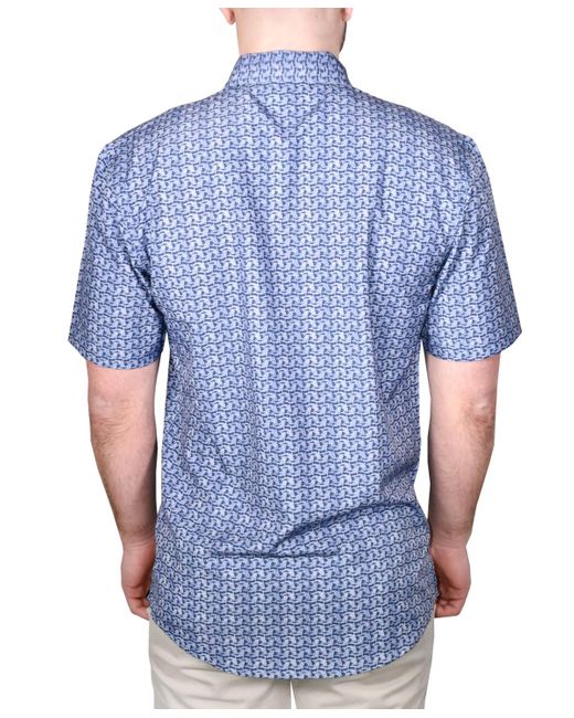 Vintage 1946 Blue Printed Short-sleeve Woven Shirt for men