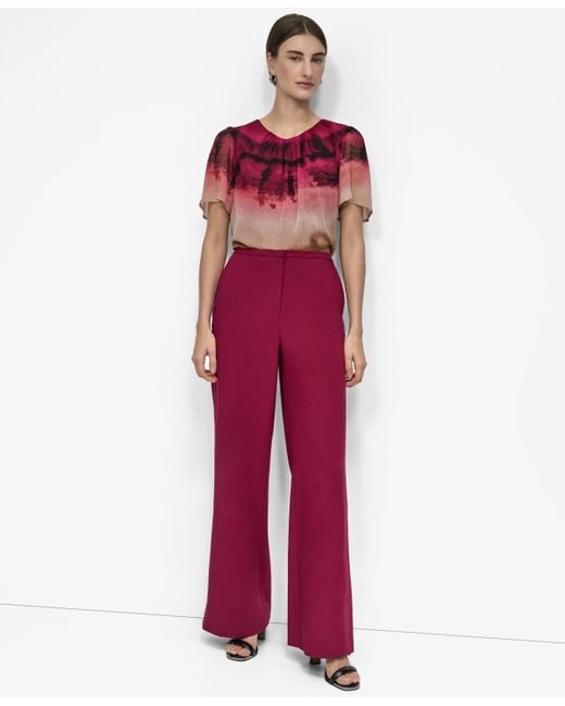 DKNY High Rise Front-zip Flared-leg Pants