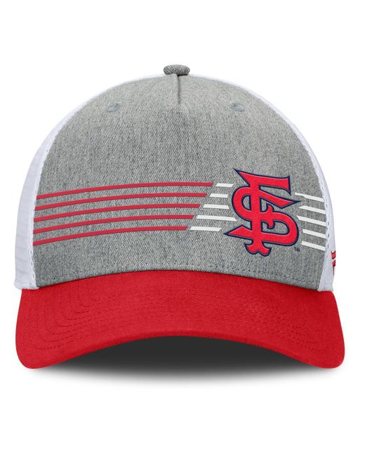 Fanatics White Heather Gray/red Fresno State Bulldogs Profile Trucker Adjustable Hat for men