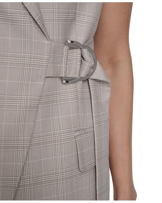 Calvin Klein Gray Collared Windowpane Vest Top