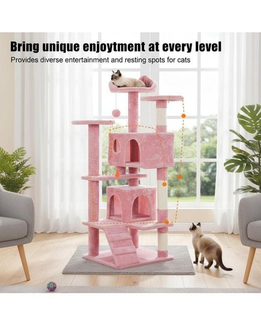 Aronkl Pink Multi-level Cat Tree Tower