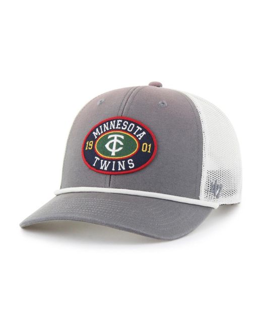 '47 Gray/white Minnesota Twins Tide Sweep Rope Trucker Adjustable Hat for men
