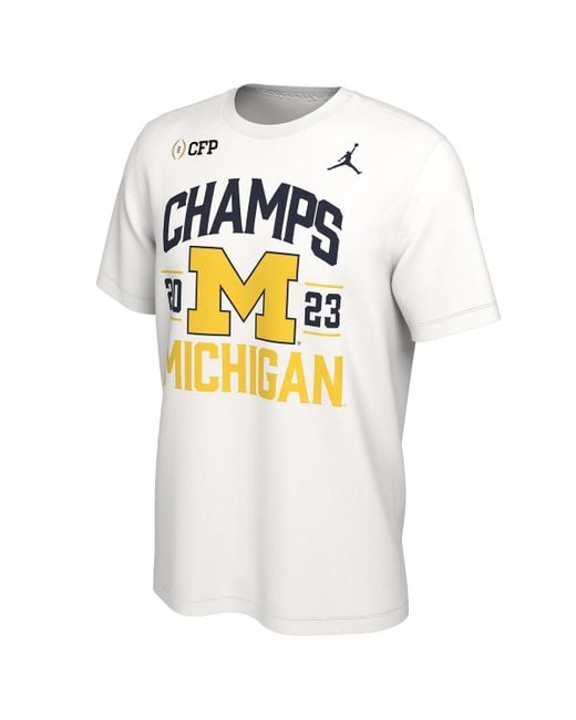Nike White Michigan Wolverines College Football Playoff 2023 National Champions Retro T-shirt for men