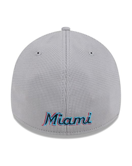 KTZ Gray Miami Marlins Active Pivot 39thirty Flex Hat for men
