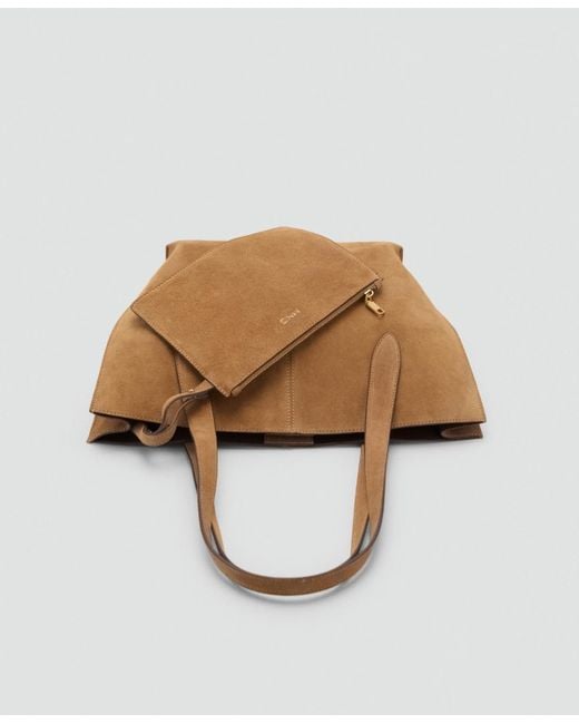 Mango Brown Suede Mini Shopper Bag