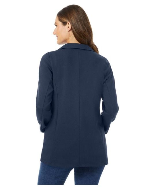 Woman Within Blue Within Knit Blazer