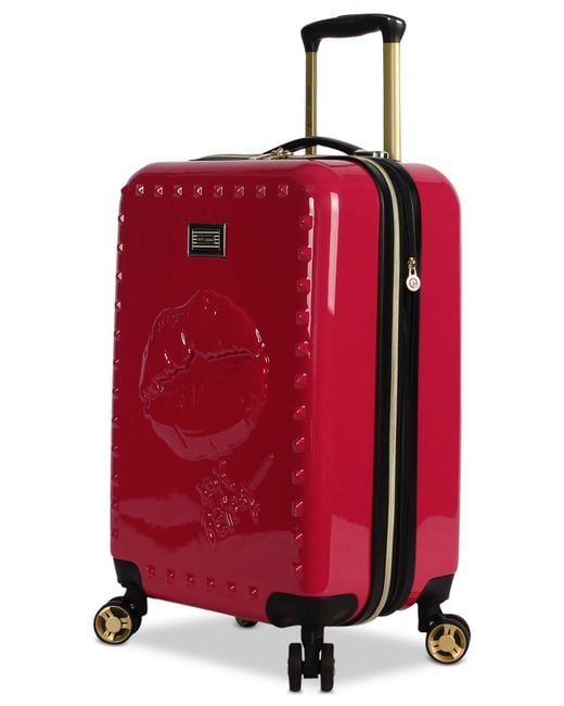 Betsey Johnson Red Lips 20" Hardside Expandable Carry-on Spinner Suitcase
