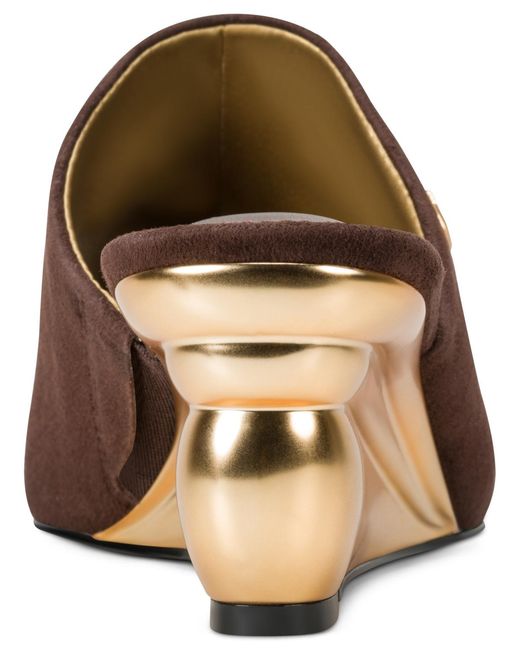 Donna Karan Brown Wedge Mules