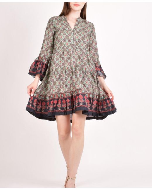 Ras Pink Boho Mini Dress