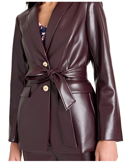 Tahari Purple Long Sleeve Belted Jacket