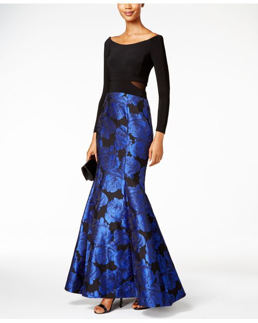 Xscape Off-the-shoulder Floral-print Mermaid Gown in Blue | Lyst