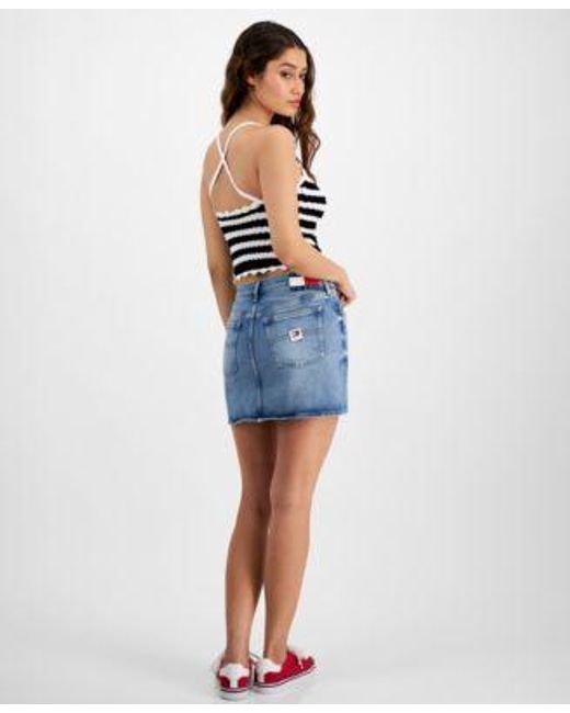 Tommy Hilfiger Blue Crochet Striped Tank Top Izzie Mini Denim Skirt