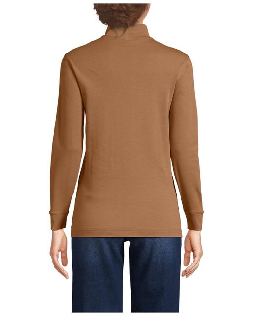 Lands' End Blue Relaxed Cotton Long Sleeve Mock Turtleneck