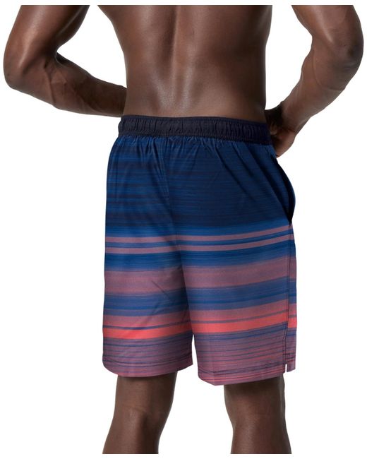Speedo Blue Onshore Bondi Basin Ombre Stripe Drawstring 9" Boardshorts for men