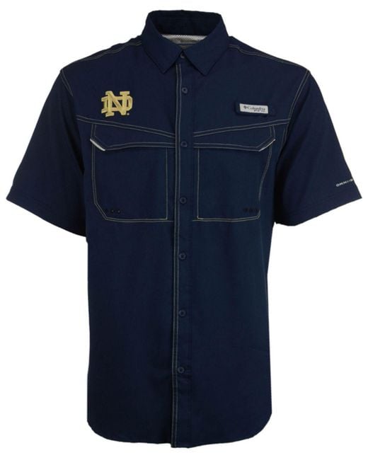 Columbia Blue Notre Dame Fighting Irish Low Drag Off Shore Button Up Shirt for men