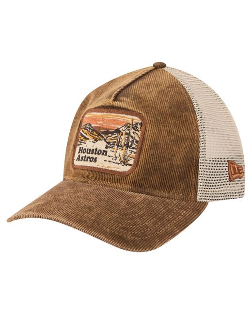 KTZ Brown Houston Astros Vintage Landscape 9twenty A-frame Adjustable Trucker Hat for men