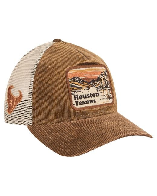 KTZ Brown/cream Houston Texans Vintage Landscape 9twenty A-frame Adjustable Hat for men