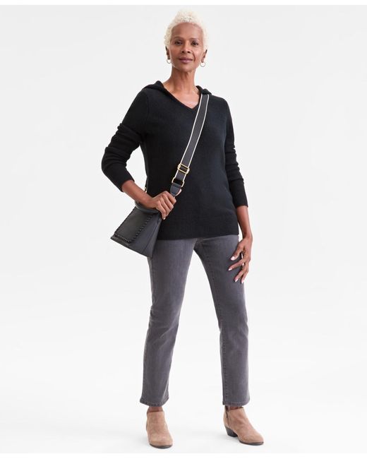 Style & Co. Black Luxsoft Split-neck Hoodie