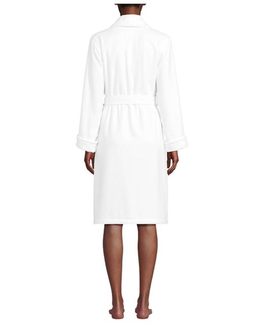 Lands' End White Petite Cotton Terry Knee Length Spa Bath Robe