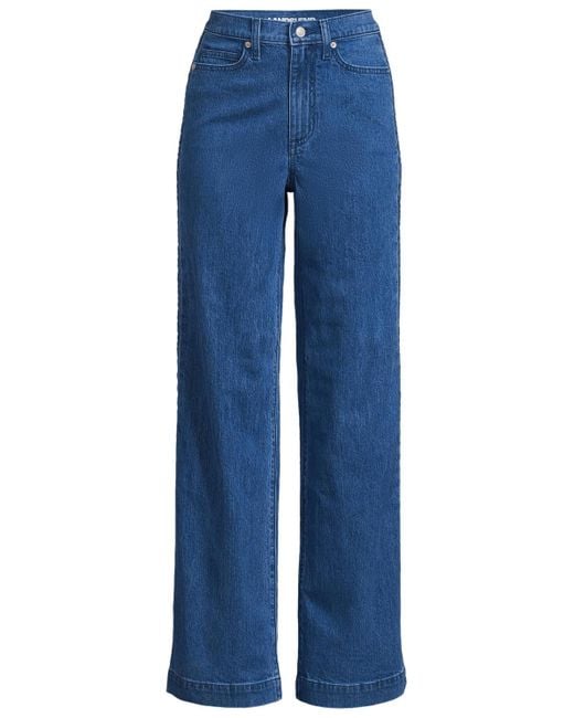 Lands' End Blue Soft Denim High Rise Wide Leg Braided Jeans