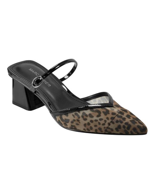 Marc Fisher Black Lakey Pointy Toe Block Heel Dress Pumps